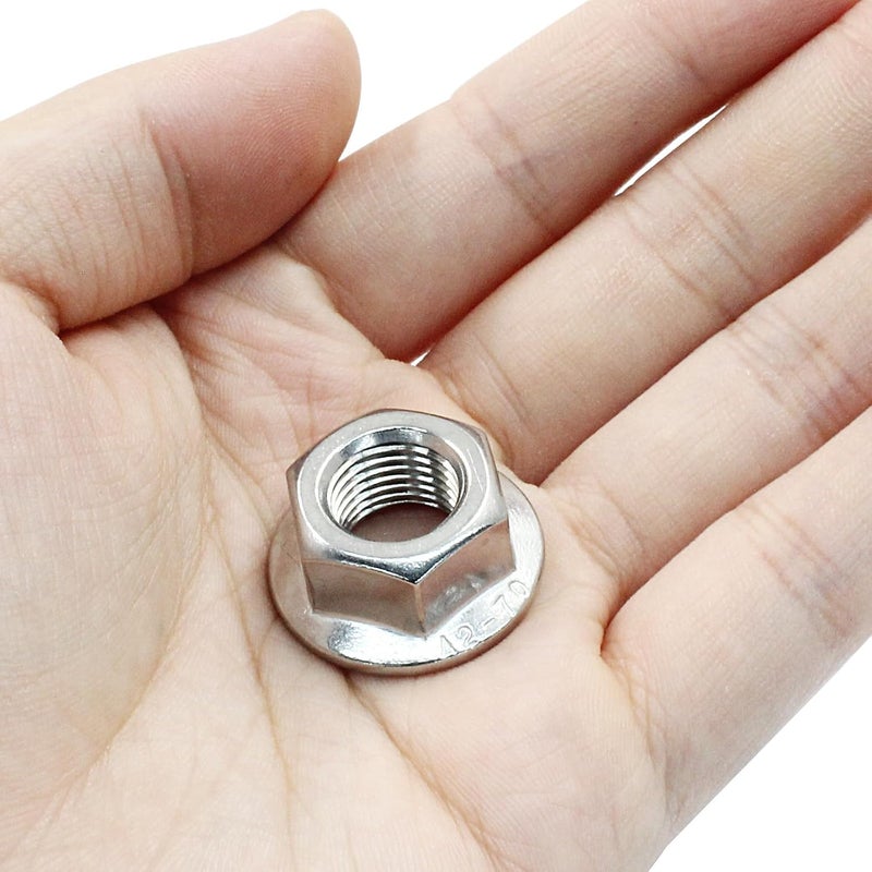 Dijedev M12/1.25mm Serrated Flange Hex Nuts, 5Pcs Hexagon Flange Nuts, 304 Stainless Steel 18-8, Full Thread, Hex Drive - Image 4